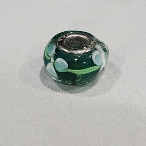 Sterling Silver Flower glass bead for charm bracelet